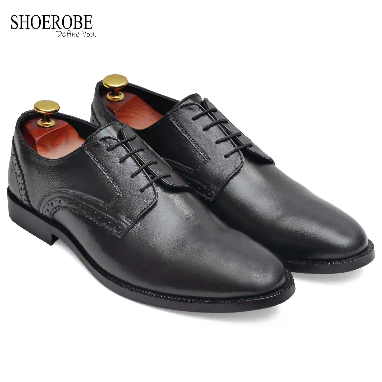 black leather shoes