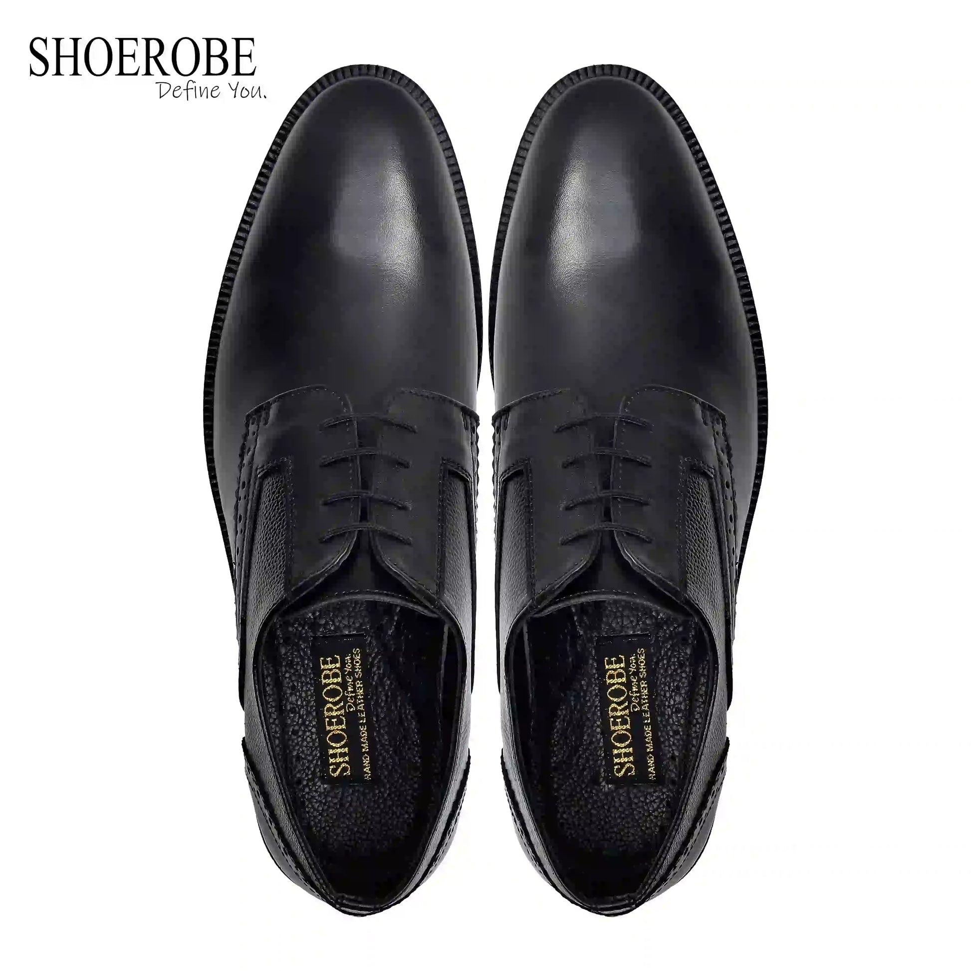 Stylish Black Leather Derby Shoes for Men Shoe Robe