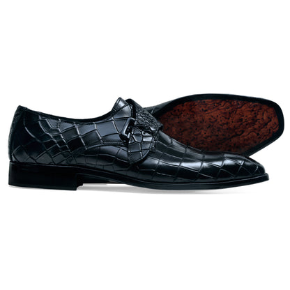 Men Crocodile Pattern Monk Strap Shoes