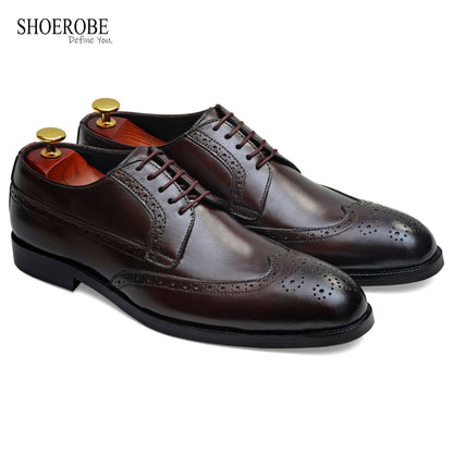 Chestnut Classic Oxford Leather Shoes for Men