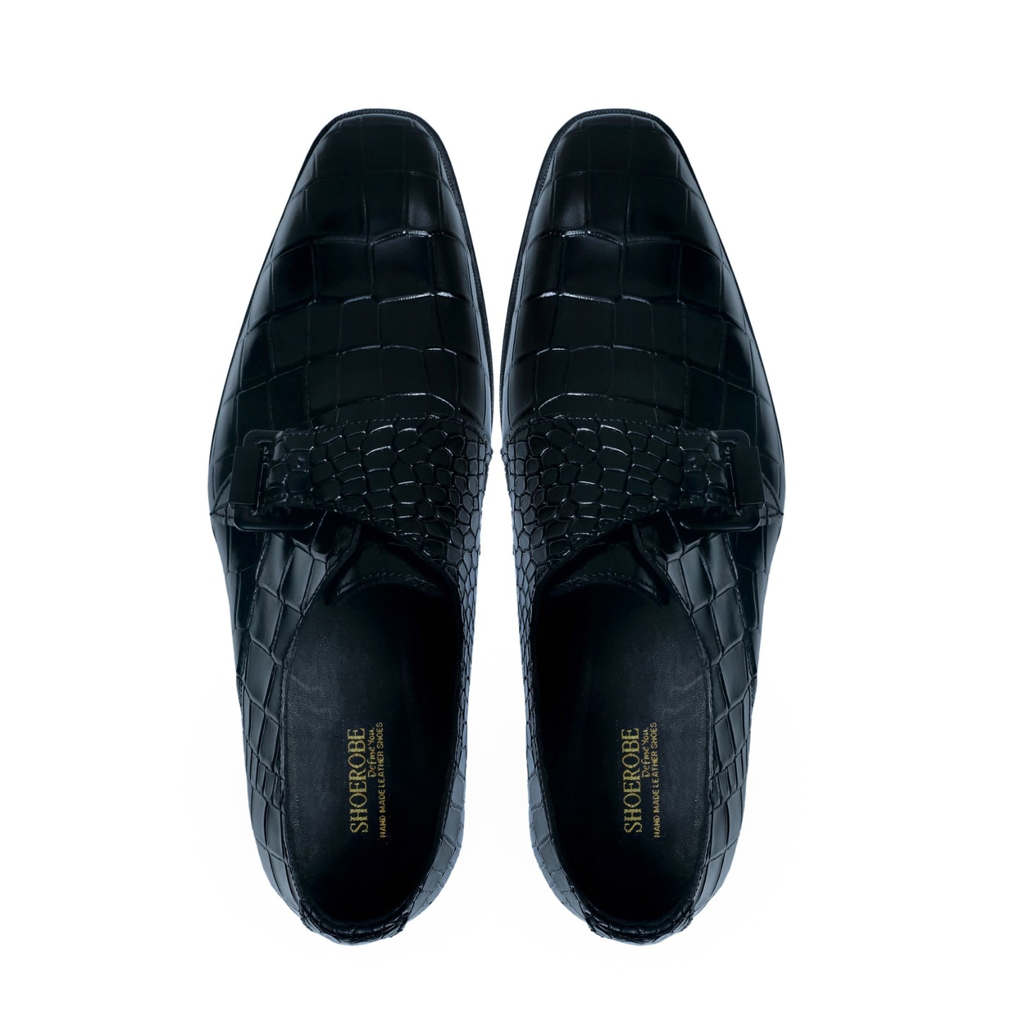 Crocodile Pattern Monk Strap Shoes for Men