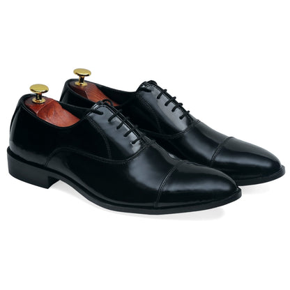 Cap Toe Black Oxfords for Men